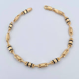 Pulso Rustico 5.6gr / 22.3cm / 4.1mm Barril Cauchos Negros Oro Amarillo 18K &