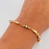 Pulso Rustico 5.6gr / 22.3cm / 4.1mm Barril Cauchos Negros Oro Amarillo 18K &