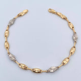 Pulso Rustico Eslabon 4.9gr / 21.4cm / 5.2mm Diamantado Dos Oros Amarillo Blanco 18K &
