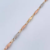 Pulso Rustico Rombos 4.4gr / 21.8cm / 4.4mm Punteado Tres Oros 18K &