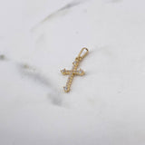 Dije Cruz 0.95gr / 2.5cm / Circones Blancos Oro Amarillo 18K #