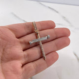 Dije Cruz Clavos 3.85gr / 4.7cm / Circones Blancos Dos Oros Blanco Rosa 18K #