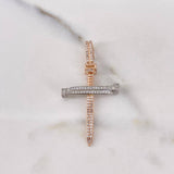 Dije Cruz Clavos 3.85gr / 4.7cm / Circones Blancos Dos Oros Blanco Rosa 18K #