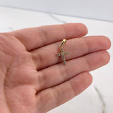 Dije Cruz 0.7gr / 2cm / Circones Blancos Oro Amarillo 18K #