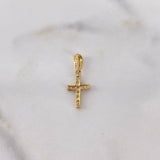 Dije Cruz 0.7gr / 2cm / Circones Blancos Oro Amarillo 18K #