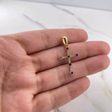 Dije Cruz 1.25gr / 3cm / Circones Colores Oro Amarillo 18K &