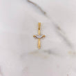 Dije Cruz Tunica 1.1gr / 2.6cm / Circones Blancos Dos Oros Amarillo Blanco 18K $