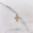 Dije Silueta Cruz 1.05gr / 2cm / Circones Blancos Oro Amarillo 18K &