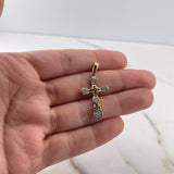 Dije Cruz 2.2gr / 3.2cm / Circones Blancos Negros Dos Oros Amarillo Blanco 18K $