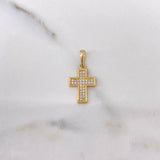 Dije Cruz 1.35gr / 2.3cm / Circones Blancos Oro Amarillo 18K $