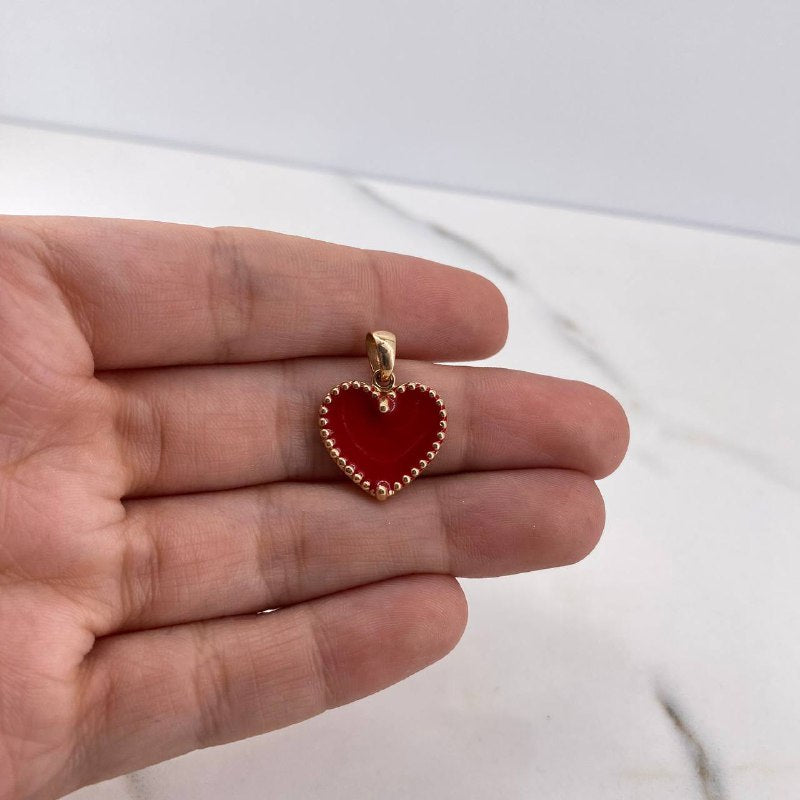 Dije Corazon 3.1gr / 2cm / Rojo Electroestático Oro Rosa 18K $