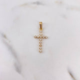 Dije Cruz 0.9gr / 2.9cm / Puntos Circones Blancos Oro Amarillo 18K #