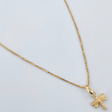 Set Cadena Veneciana /1.0gr/45cm/0.3mm + Dije Libelula /0.35gr/1.5cm Troquelado  Oro 18K (Oferta) &