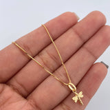 Set Cadena Veneciana /1.0gr/45cm/0.3mm + Dije Libelula /0.35gr/1.5cm Troquelado  Oro 18K (Oferta) &