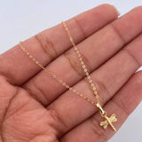 Set Cadena Aro Seguido 0.85gr/45cm/0.6mm + Dije Libelula 0.35gr/1.4cm Troquelado Oro 18K (Oferta) &
