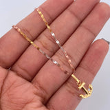 Set Cadena Flor Espejo 1.1gr/45cm/1.8mm + Dije Ancla 0.4gr/1.5cm Troquelado Oro 18K (Oferta) &