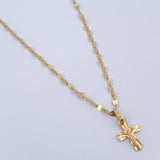 Set Cadena Flor Espejo 1.2gr/50cm/1.8mm + Dije Cruz Cristo 0.5gr/1.5cm Diamantado Oro 18K (Oferta) &