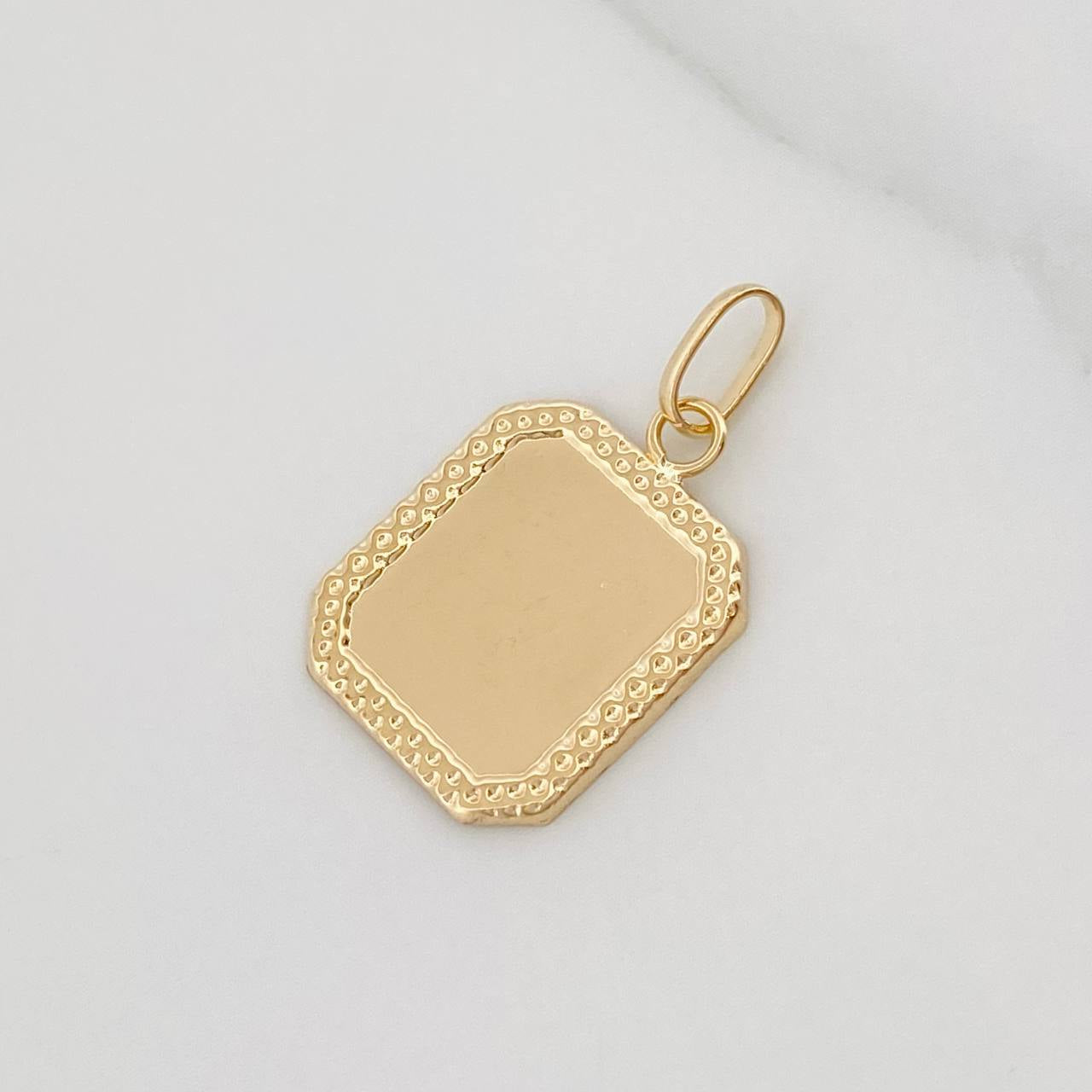 Dije Placa Bordeada 0.75 g / 2.3 cm Oro Amarillo 18K