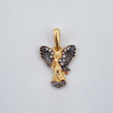 Dije San Miguel Arcangel 1.55gr / 2.1cm Circones Blancos Dos Oros Negro Amarillo 18K &