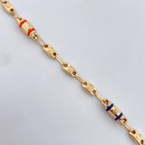 Pulso Rustico Eslabon Tornillo 4.05gr / 18.8cm / 4.1mm Cauchos Aguamarina Azules Naranjas Oro Amarillo 18K $