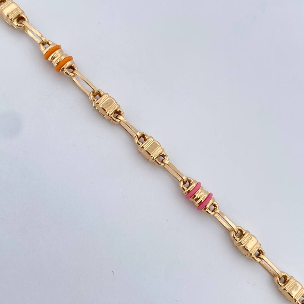 Pulso Rustico Barril 3.75gr / 19cm / 3.4mm Cauchos Verdes Naranjas Rosados Oro Amarillo 18K $