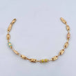 Pulso Rustico Eslabon Corona Rx 4.05gr / 19.1cm / 4.3mm Cauchos Amarillos Rosados Aguamarina Oro Amarillo 18K $