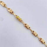 Pulso Rustico Eslabon Corona Rx 4.05gr / 19.1cm / 4.3mm Cauchos Amarillos Rosados Aguamarina Oro Amarillo 18K $