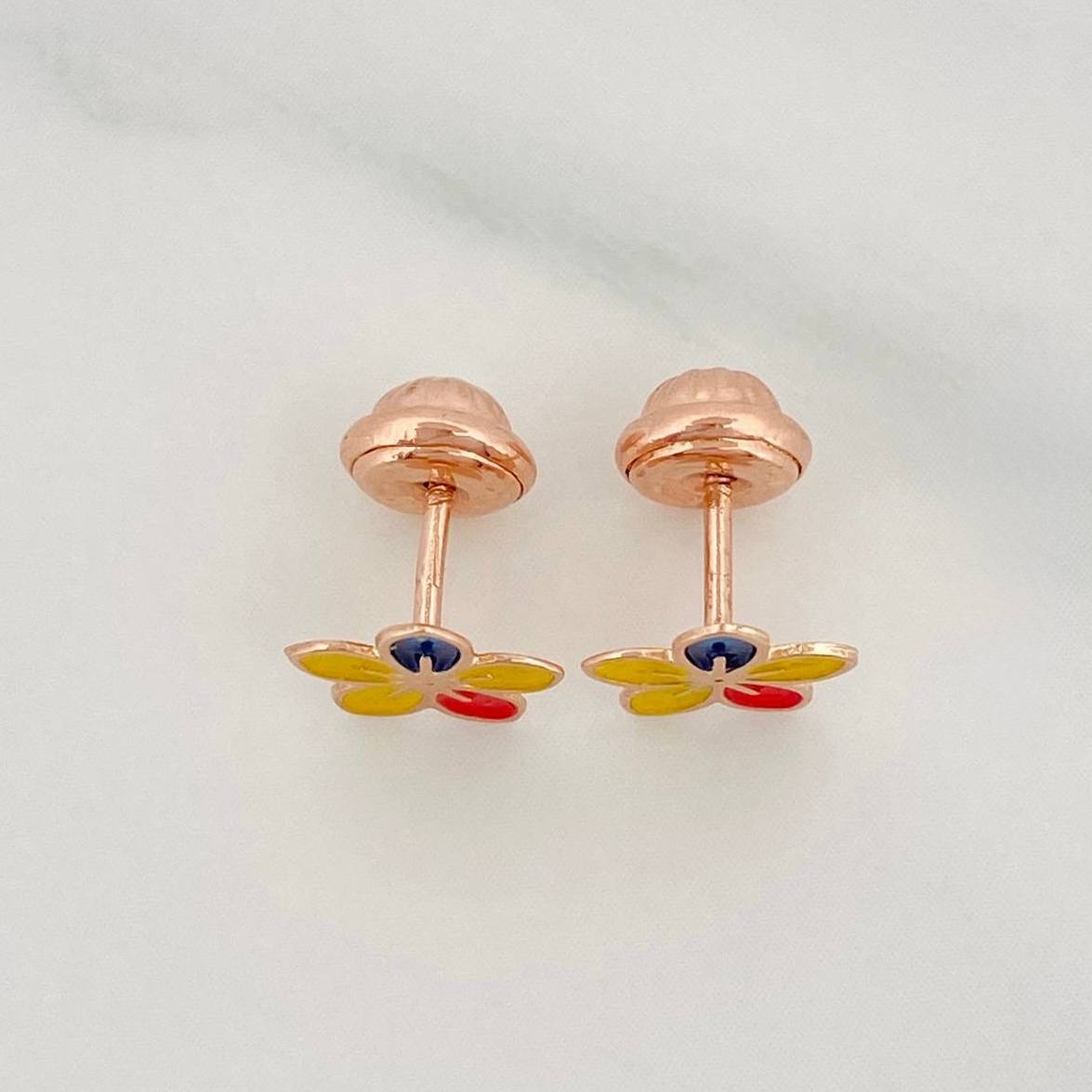 Topos Flor Tricolor 0.7 g / 7.4 mm Oro Rosa 18K