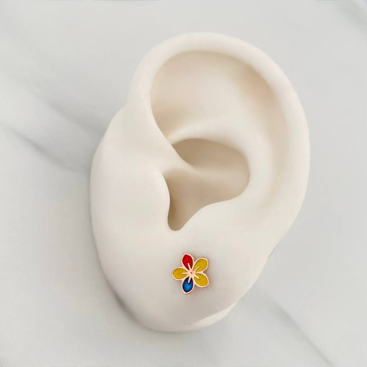 Topos Flor Tricolor 0.7 g / 7.4 mm Oro Rosa 18K