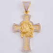 Dije Cruz Rostro Cristo 12.95 g / 6.3 cm Dos Oros Amarillo Blanco 18K
