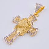 Dije Cruz Rostro Cristo 12.95 g / 6.3 cm Dos Oros Amarillo Blanco 18K