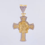 Dije Cruz Rostro Cristo 12.95 g / 6.3 cm Dos Oros Amarillo Blanco 18K