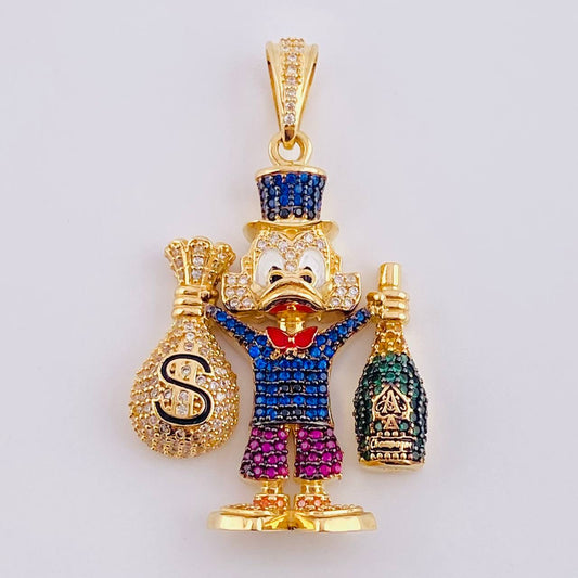 Dije Pato Bolsa De Dinero Botella De Champagne 15.35 g / 4.8 cm Oro Amarillo 18K