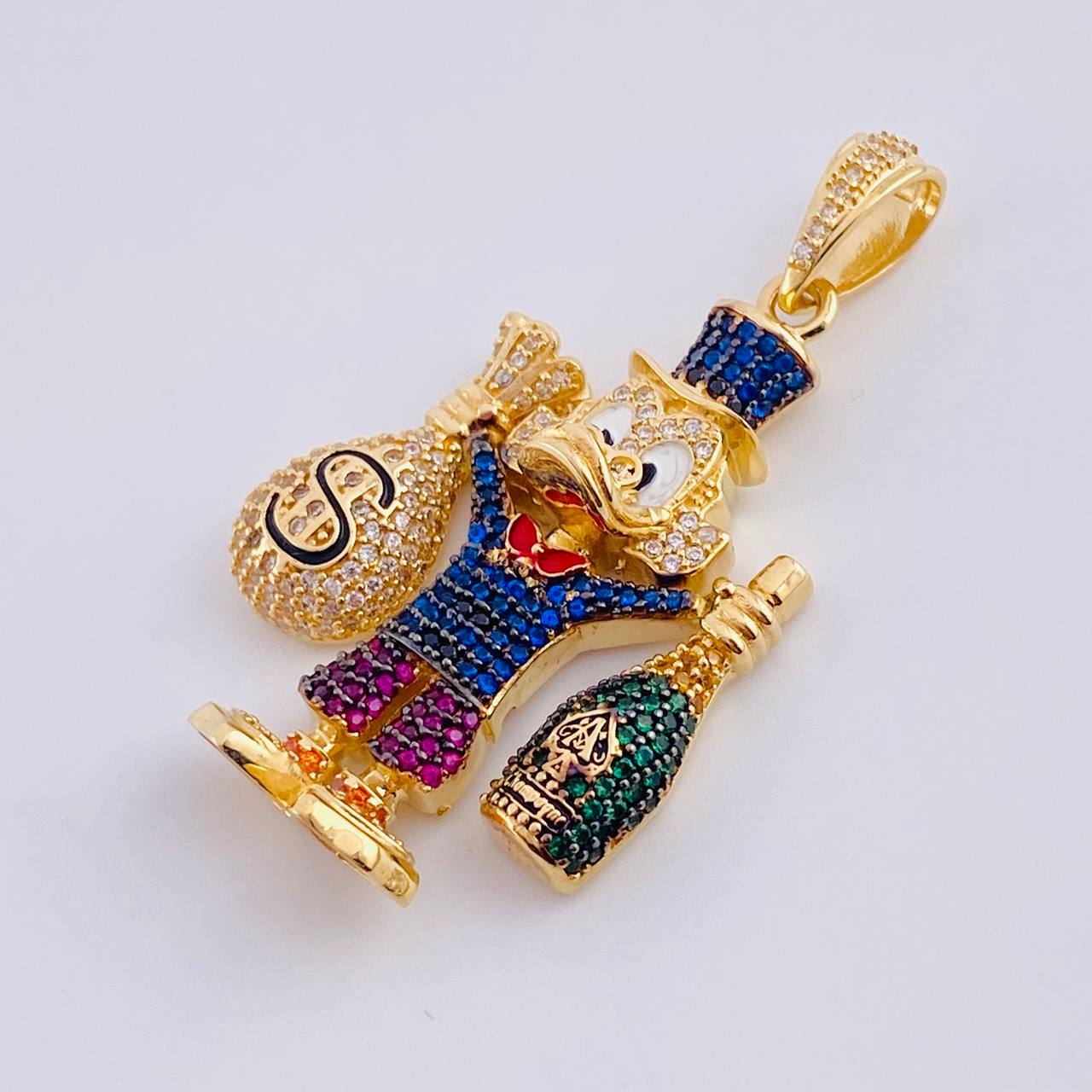 Dije Pato Bolsa De Dinero Botella De Champagne 15.35 g / 4.8 cm Oro Amarillo 18K