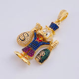 Dije Pato Bolsa De Dinero Botella De Champagne 15.35 g / 4.8 cm Oro Amarillo 18K