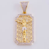 Dije Cristo Tribal 6.85 g / 4.5 cm Dos Oros Amarillo Blanco 18K