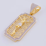 Dije Cristo Tribal 6.85 g / 4.5 cm Dos Oros Amarillo Blanco 18K