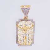 Dije Cristo Tribal 6.85 g / 4.5 cm Dos Oros Amarillo Blanco 18K