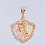 Dije Escudo Caballo 7.15 g / 4.2 cm Dos Oros Amarillo Rosa 18K