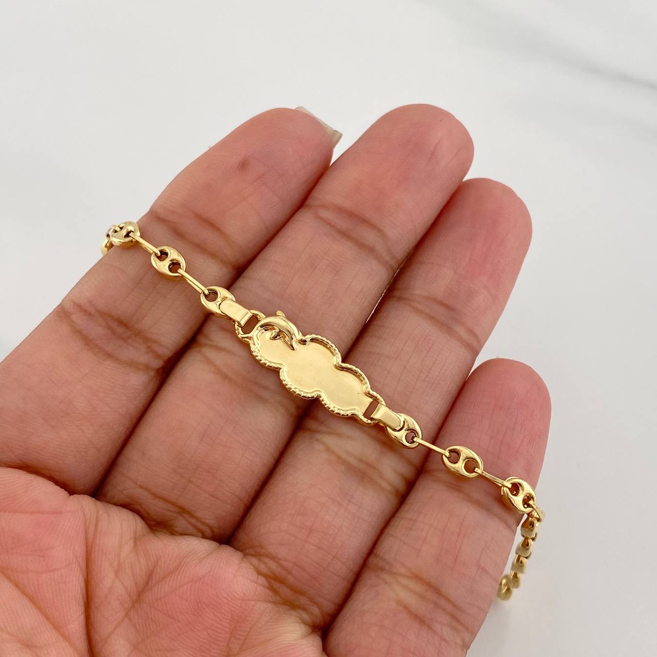 Pulso Bebé GC Placa Delfin 2g / 15cm / 3.54mm Oro Amarillo 18K