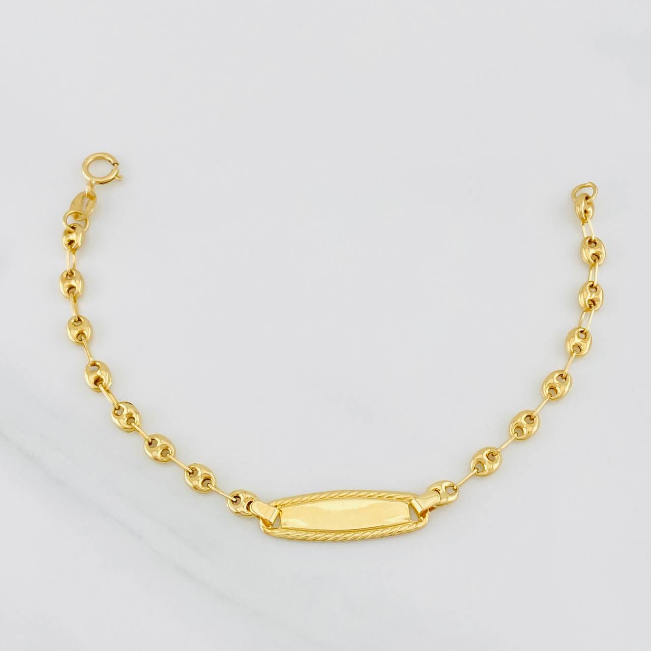 Pulso Bebé GC Placa Rectangular Trenzada 2.25g / 17cm / 3.8mm Oro Amarillo 18K