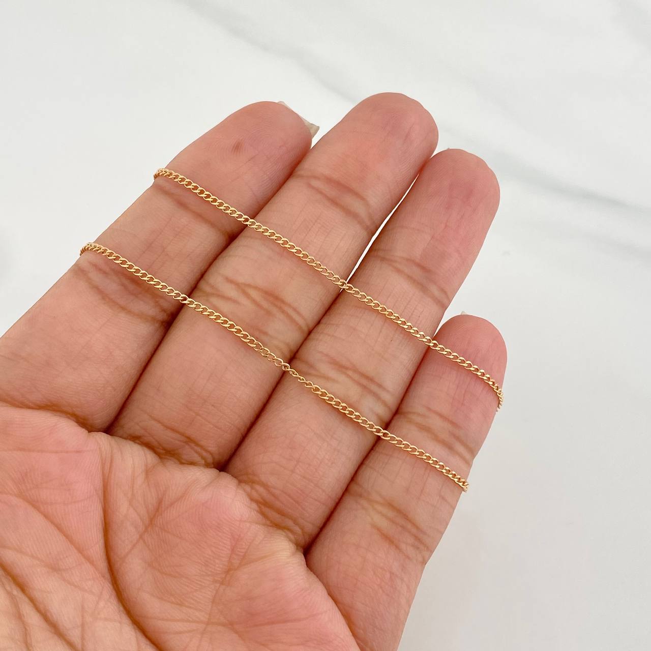 Cadena Mini Cubana 1.45g / 60cm / 1.2mm Oro Amarillo 18K