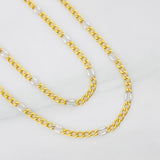 Cadena Fígaro 3.15g / 60cm / 2.6mm Dos Oros Amarillo Blanco 18K
