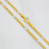 Cadena Fígaro 3.15g / 60cm / 2.6mm Dos Oros Amarillo Blanco 18K
