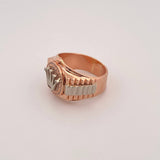 Anillo Corona RX 13.85gr / T12 3/4 / Circones Blancos Dos Oros Blanco Rosa 18K $