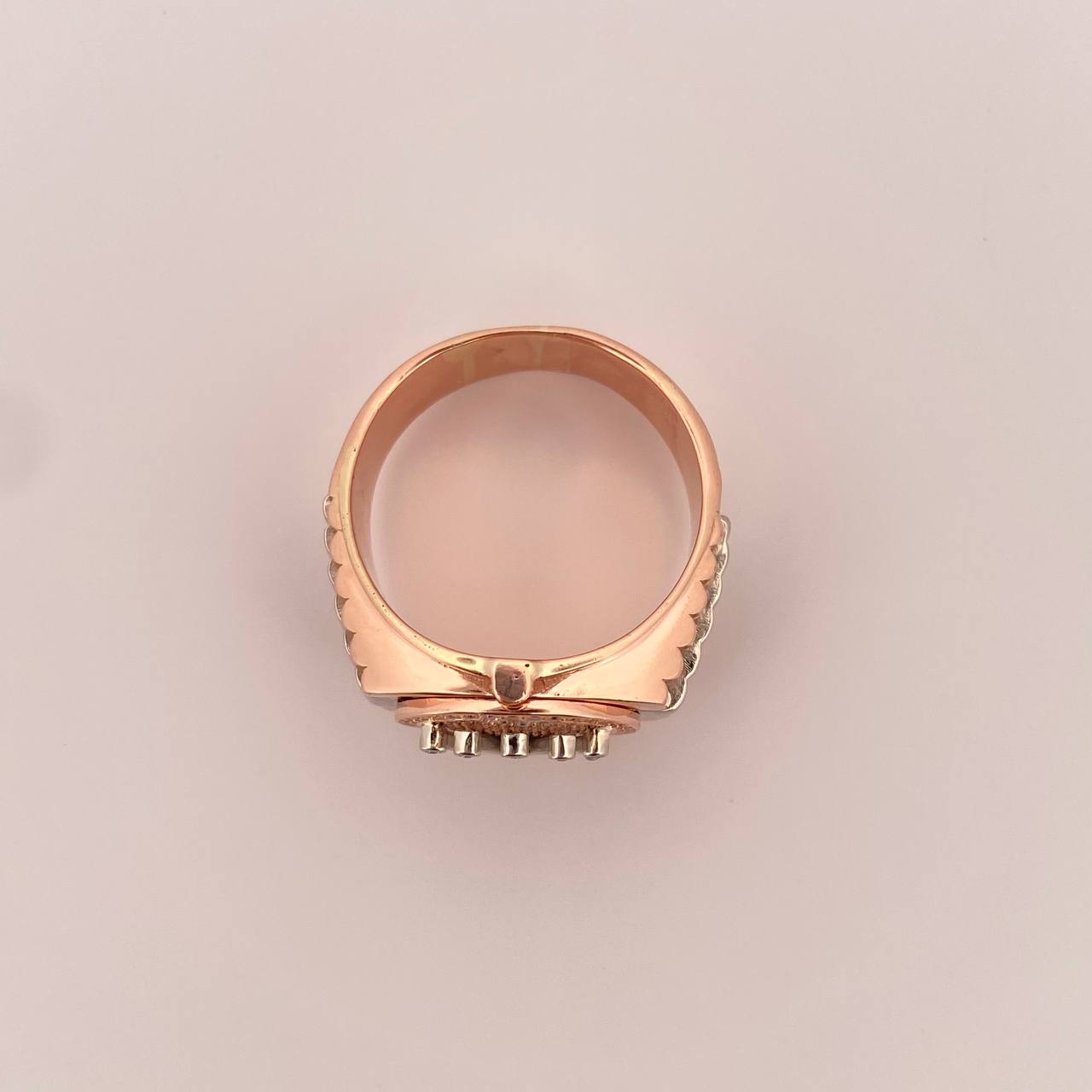 Anillo Corona RX 13.85gr / T12 3/4 / Circones Blancos Dos Oros Blanco Rosa 18K $