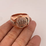 Anillo Corona RX 13.85gr / T12 3/4 / Circones Blancos Dos Oros Blanco Rosa 18K $