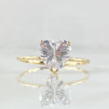 Set Corazon - Topos 0.8cm - Anillo T7 1/2 4.7gr - Circones Blancos  Nac.Esp. Oro 18K *