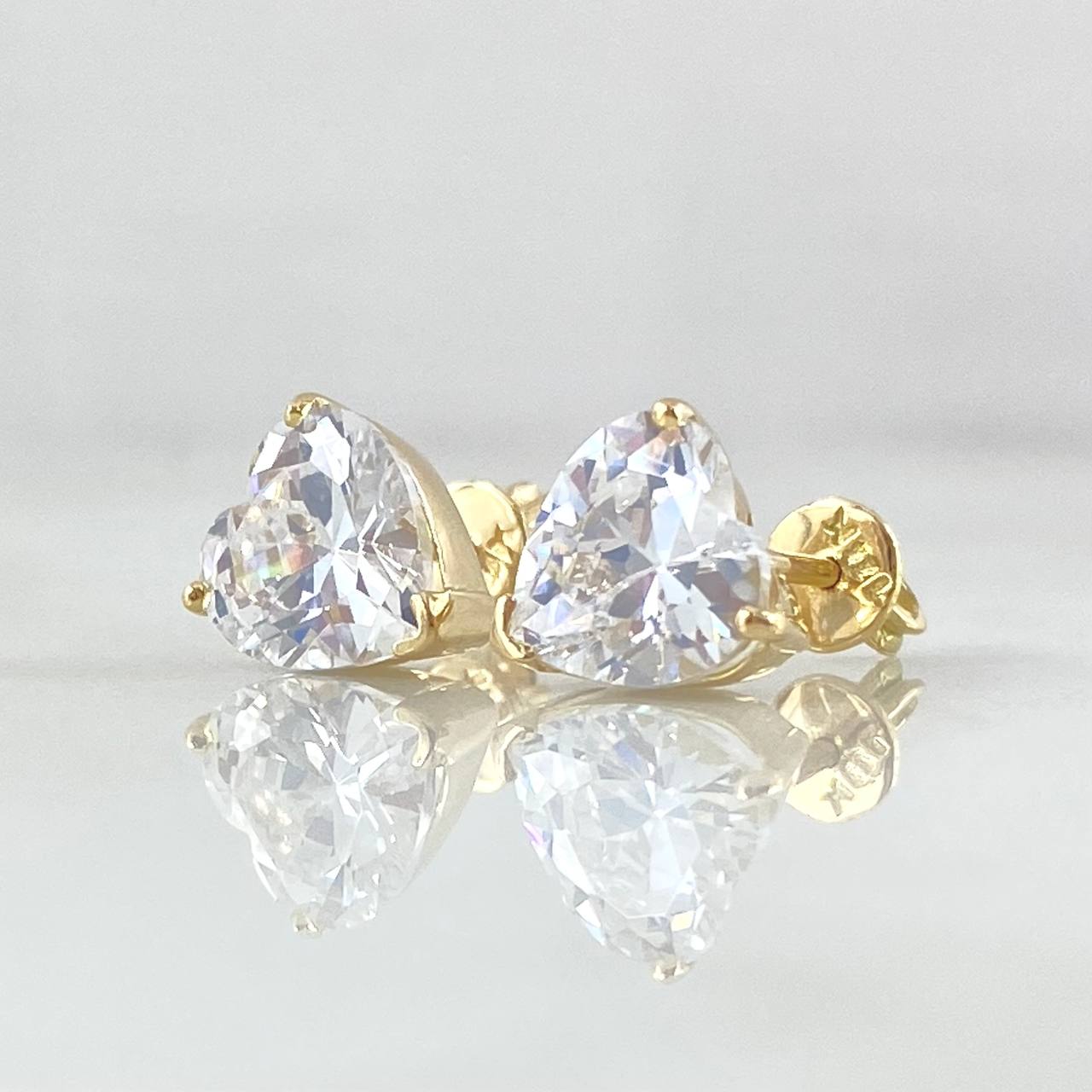 Set Corazon - Topos 0.8cm - Anillo T7 1/2 4.7gr - Circones Blancos  Nac.Esp. Oro 18K *