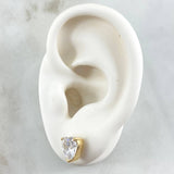 Set Corazon - Topos 0.8cm - Anillo T7 1/2 4.7gr - Circones Blancos  Nac.Esp. Oro 18K *